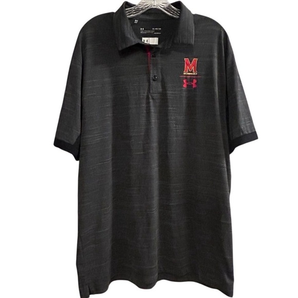 Under Armour Men's XL Black Maryland Terrapins Polo Shirt Short Sleeve - Picture 1 of 10
